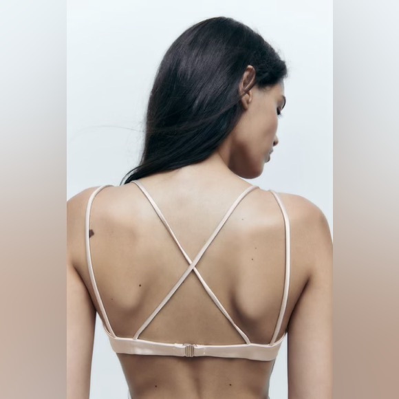 ZARA Pearl Grey Mini Corset Strappy Satin Dress - Picture 4 of 9